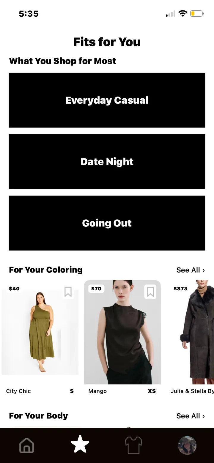 Fits for You — shop by occasion